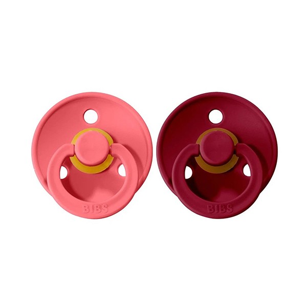 2 Chupetes BIBS Colours Coral/Ruby 0-6