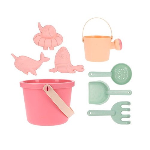Set de juguetes de playa cubo rosa